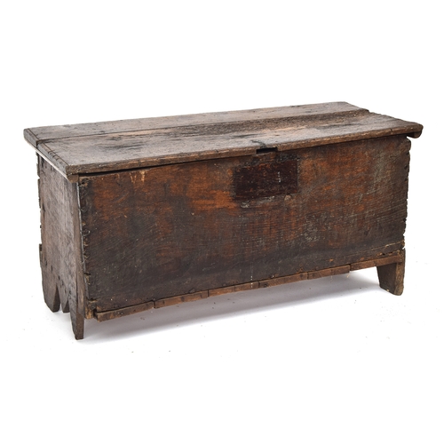 581 - A 17th century plank elm coffer