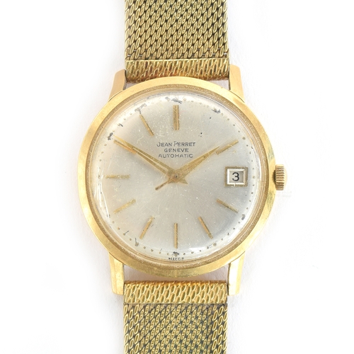 98 - A Jean Perret 18ct gold automatic gent's wristwatch, the silvered dial with baton markers and date a... 