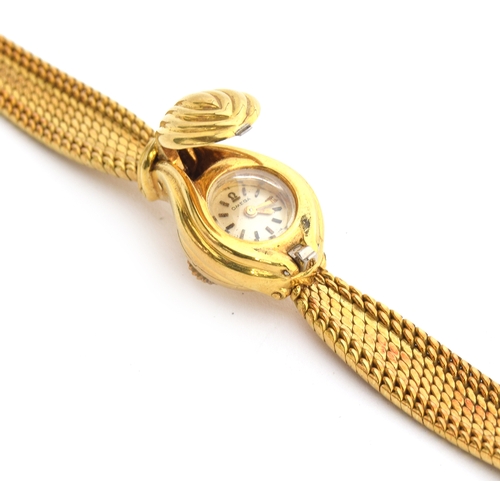 76 - An Omega ladies 18ct gold concealed dial bracelet watch, c.1960s, approx. 10mm dial, overall length ... 