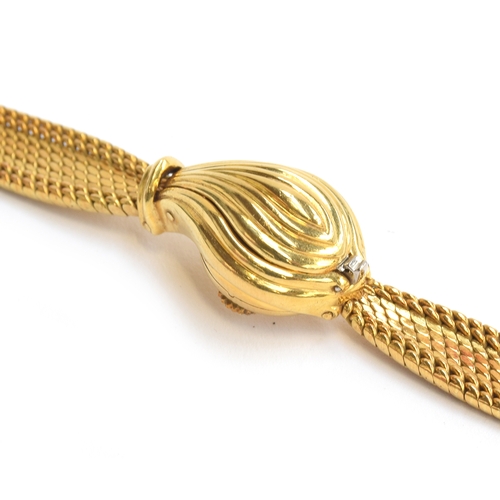 76 - An Omega ladies 18ct gold concealed dial bracelet watch, c.1960s, approx. 10mm dial, overall length ... 