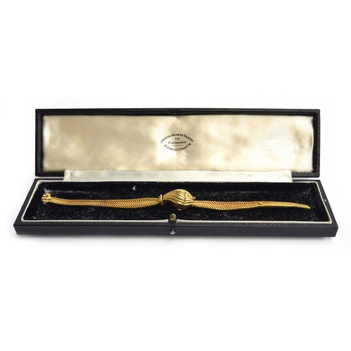 76 - An Omega ladies 18ct gold concealed dial bracelet watch, c.1960s, approx. 10mm dial, overall length ... 