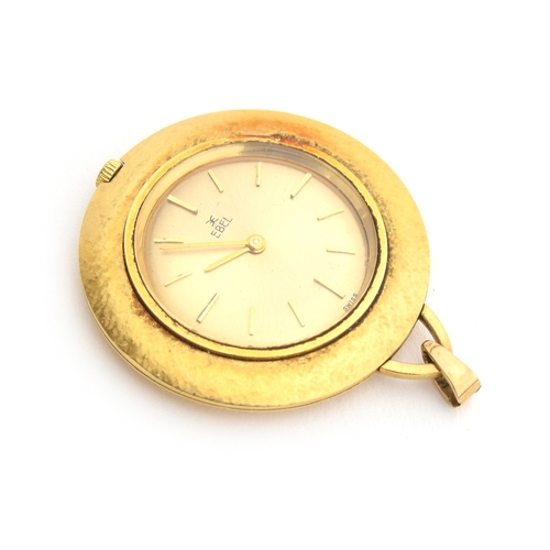 68 - An Ebel 18ct gold cased slim pocket watch, the gilt face with baton numerals, 21.7g