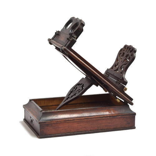 211 - A late Victorian mahogany stereoscope, in the manner of Newton & Co., the upper half with fold down ... 