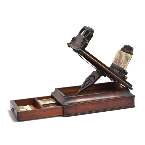 211 - A late Victorian mahogany stereoscope, in the manner of Newton & Co., the upper half with fold down ... 