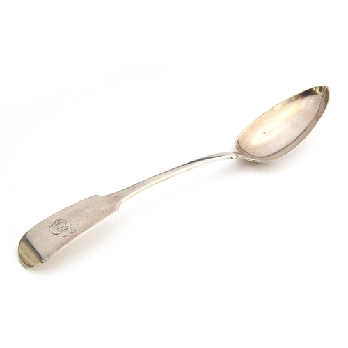 115 - A William IV provincial silver Fiddle pattern serving spoon, George Turner, Exeter 1831, 30cm long, ... 