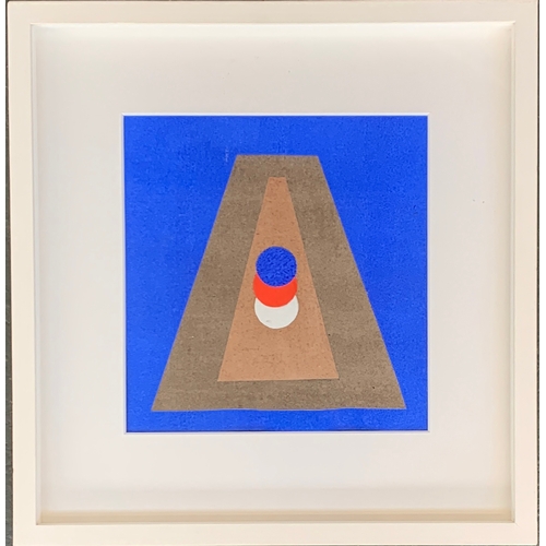 476 - Italo Valenti (1912-1995), 'Pyramide im Blau', 1973, collage and gouache on paper, 23x22cm