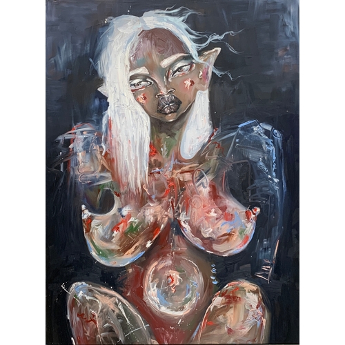 490 - Alina Zamanova, untitled, oil on canvas, signed and dated 08 2019 to verso