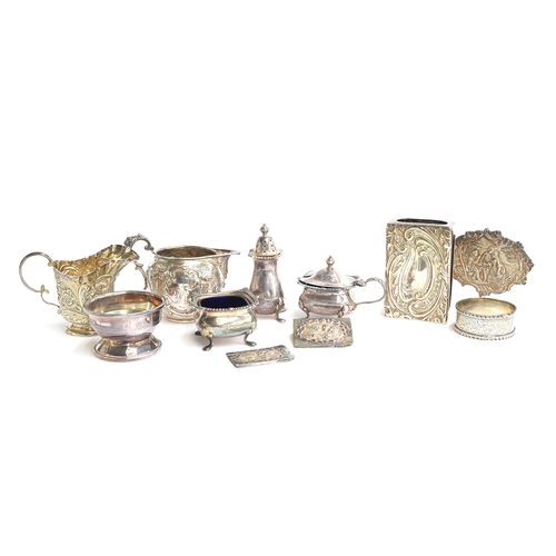 101 - A small mixed lot of silver, to include a three piece cruet set by Mappin & Webb and Adie Brothers, ... 