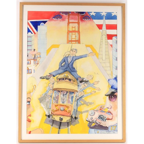 456 - Anthony Green RA (British b. 1939), 'Memory of San Francisco', watercolour and pastel, signed and da... 