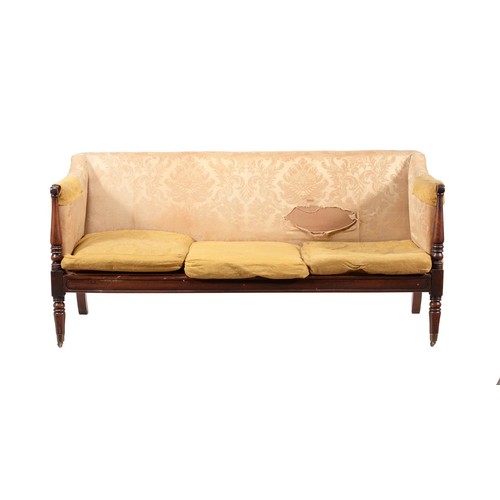 677 - A Regency mahogany and upholstered sofa, c.1820 and later, approx. 192cm wide, 80cm deep, 91cm high