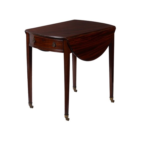 613 - A George III mahogany oval Pembroke table, c.1800, the top with ruled joints and a moulded edge abov... 