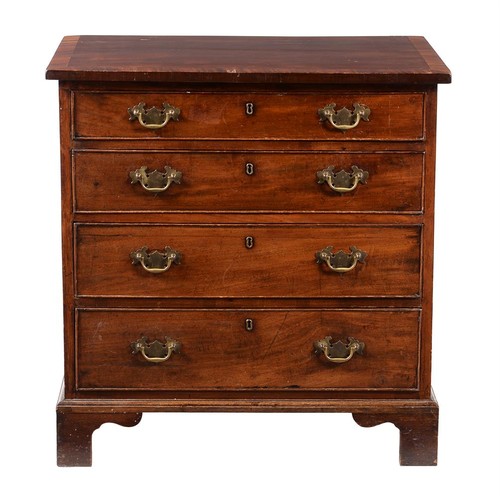 595 - A George III mahogany and crossbanded chest of drawers, late 18th century, 77cm wide, 48cm deep, 80c... 