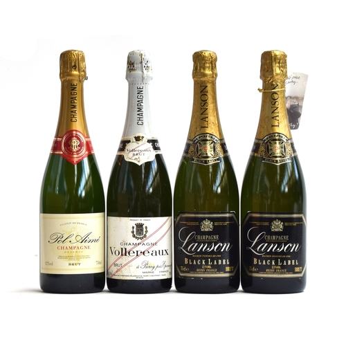 309 - Champagne: Pol Aime Reserve (75cl); Vollereaux (75cl); Lanson Black Label (2x75cl) 4 bottles