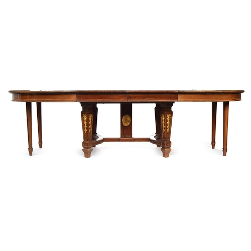 650 - A French Empire style extending D-end dining table, on substantial ormolu mounted legs, 175cm long, ... 