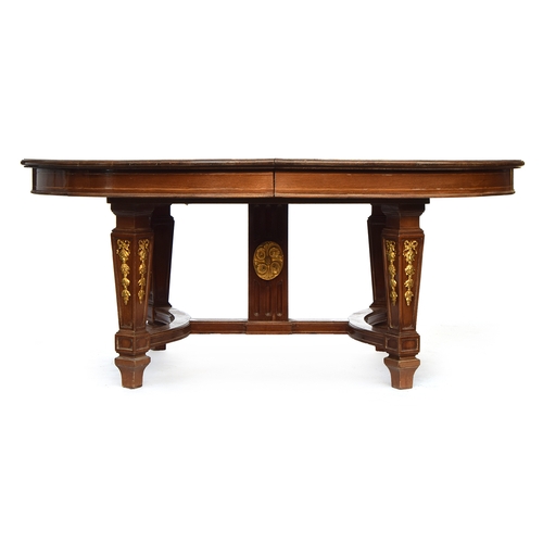 650 - A French Empire style extending D-end dining table, on substantial ormolu mounted legs, 175cm long, ... 