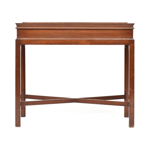 616 - A mahogany silver table in George III style, galleried top on square section legs joined by X stretc... 