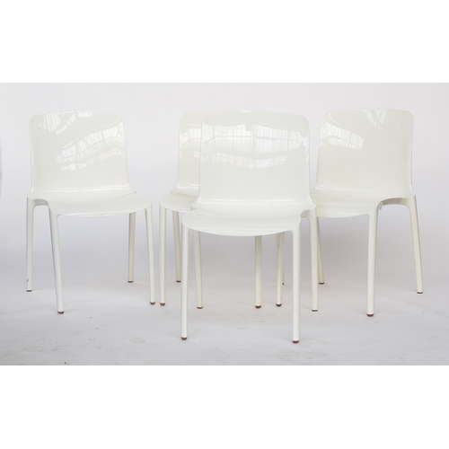 707 - A set of four Italian dining chairs by Casprini Tiffany for Marcello Ziliani, in high gloss white ny... 