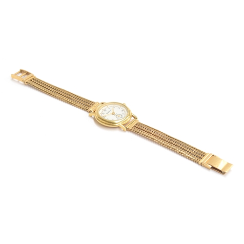 80 - A Philip Watch 18ct gold ladies wrist watch, the white dial with Arabic numerals and baton markers, ... 