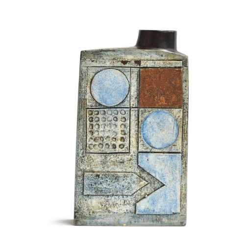 292 - A Troika pottery rectangular chimney vase, with geometric decoration, marked to base with initials o... 