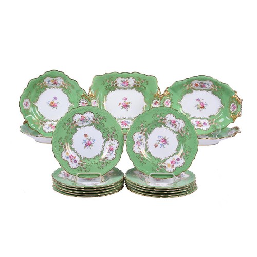 286 - A Spode's Copeland China dessert service in the Rutland pattern, green factory marks and some with b... 