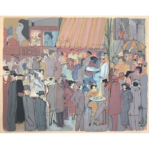 435 - David Schneuer (Israeli, 1905-1988), 'Cafe Elysee', limited edition colour print, signed lower right... 