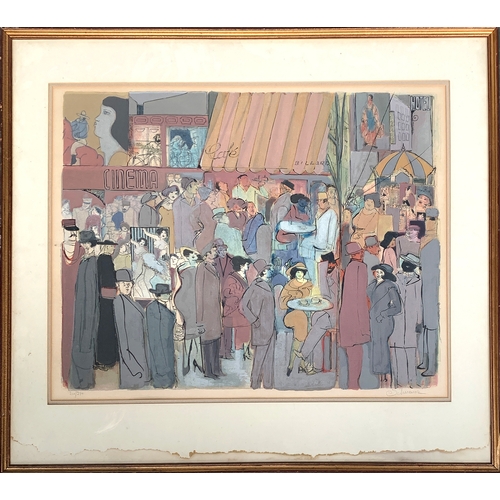 435 - David Schneuer (Israeli, 1905-1988), 'Cafe Elysee', limited edition colour print, signed lower right... 