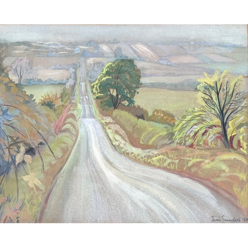 514 - Jane Saunders (20th Century), 'Open Road', watercolour, signed and dated 1945, 35 x 43cm