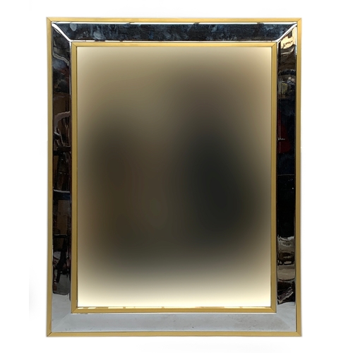 692 - A Renato Zevi wall mirror, c.1970s, brass and chrome, 90cm high, 70cm wide