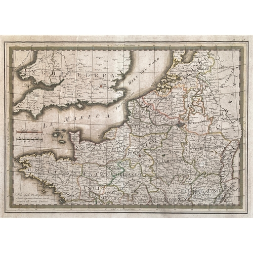 325 - Cassini, Gio. Ma. (Giovanni Maria) 1745-1824, hand coloured map of Northern France and the Channel c... 