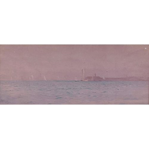 355 - William Lionel Wyllie (British, 1851-1931), two watercolours, 8.5 x 23cm, 8.5 x 21cm