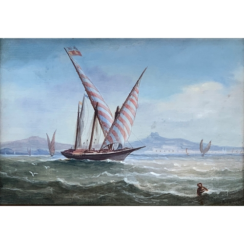 403 - J. Saunders (British 19th century), a pair of shipping scenes, oil on panel, both indistinctly signe... 