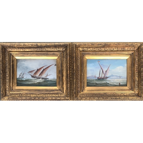 403 - J. Saunders (British 19th century), a pair of shipping scenes, oil on panel, both indistinctly signe... 