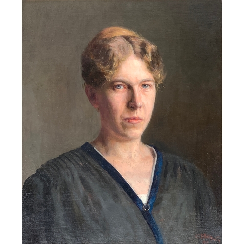 387 - French School (early 20th century), Portrait of a lady, oil on canvas, indistinctly signed and dated... 