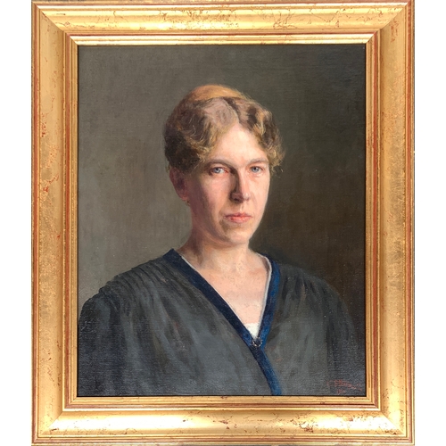 387 - French School (early 20th century), Portrait of a lady, oil on canvas, indistinctly signed and dated... 