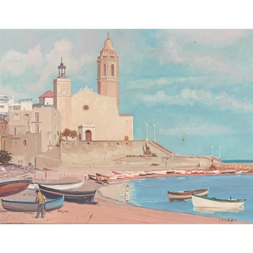 378 - J H Willis RBA ARCA, Sitges Spain, oil on board, signed lower right, 50cmx64cm