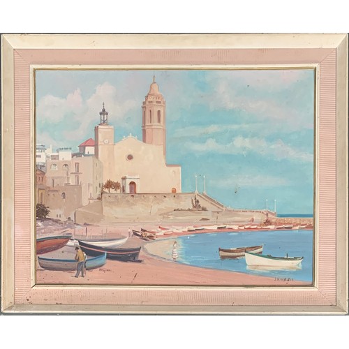 378 - J H Willis RBA ARCA, Sitges Spain, oil on board, signed lower right, 50cmx64cm