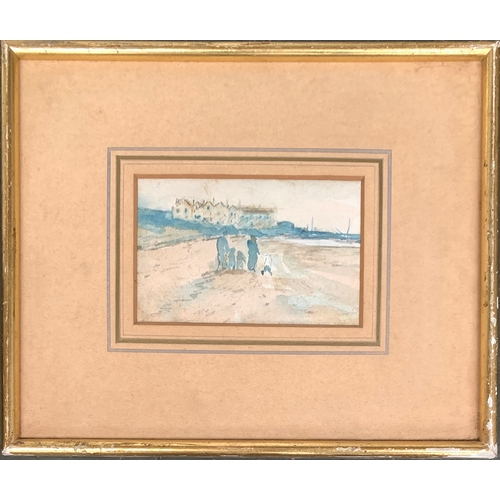 356 - Kathleen Sylvester Le Clerc Fowle (1903-1992), coastal scene, watercolour, 9x14cm