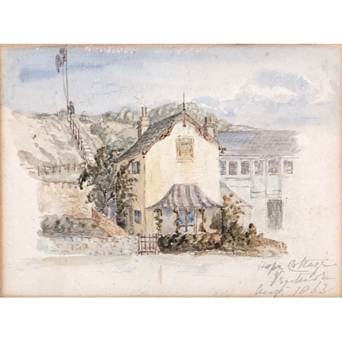 359 - 19th century watercolour, 'Hope Cottage' 1863, titled and dated, 12.5 x 17cm