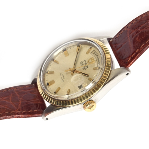 87 - A Tudor Oyster Prince Date Day automatic gent's wrist watch, the dial with baton markers, 38mm diame... 