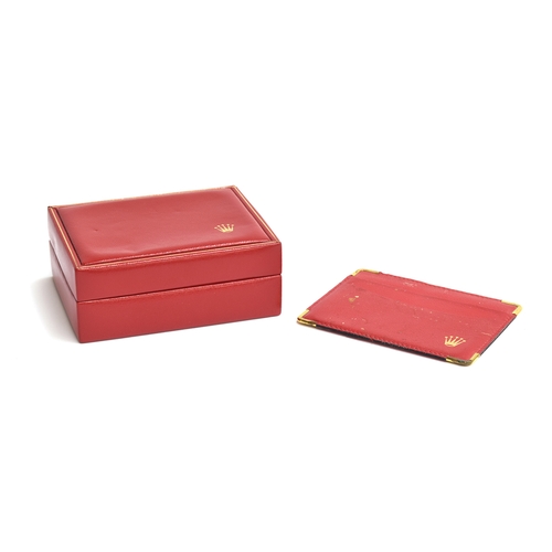 85 - A red leather Rolex case (cushion missing), impressed to base 'Montres Rolex S.A. - Geneve Suisse, 1... 