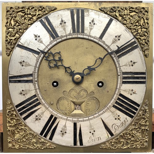 578 - An oak longcase clock, moulded pediment, the 10