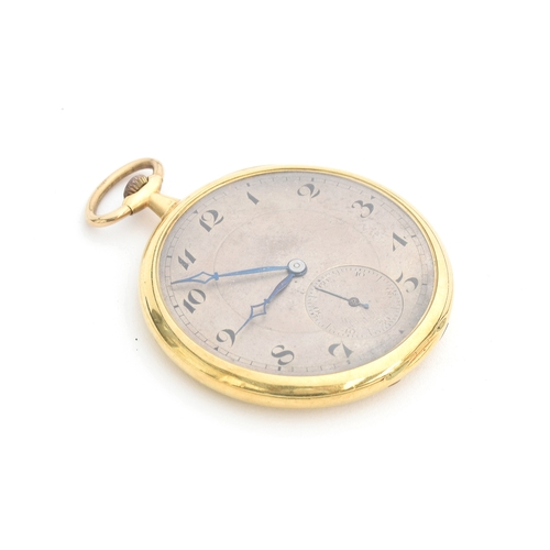 65 - A late Victorian 18ct fob watch, the dial with Arabic numerals and outer minutes track, blued hands,... 