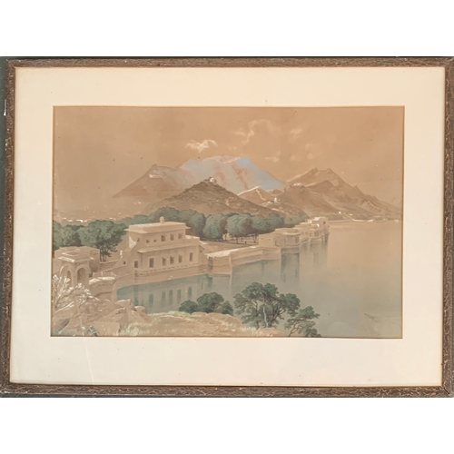 341 - 19th century, Anglo-Indian school, The Maharajah's Palace, Ajmer, Rajputana, watercolour and bodycol... 