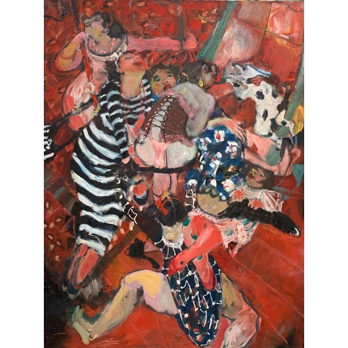 496 - Anna Mazzotta (20th century British/Italian), oil on canvas, untitled cabaret scene, 173x132cm