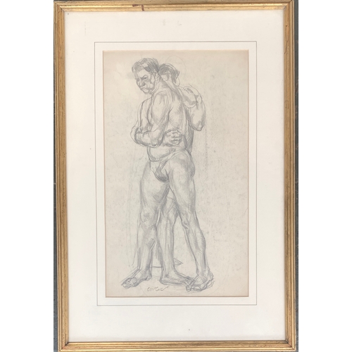 437 - Charles McCall (1907-1989), 'The Wrestlers', pencil study, signed circa 1933, 37x21.5cm