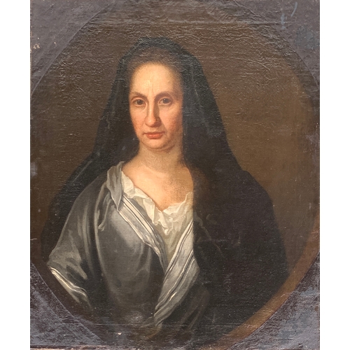 383 - 18th century Continental, portrait of a woman, oil on canvas, 76 x 64cm