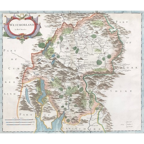 323 - Robert Morden, 18th century hand coloured map of Oxfordshire, c. 1722, 45x38.5cm