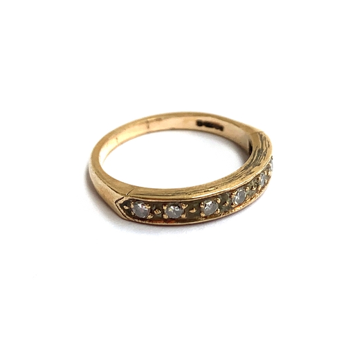 3 - A 9ct gold and diamond band ring, approx. 2.8g, size P