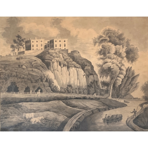 332 - 18th Century British School, West View of Nottingham Castle, Signed S.G., ink and colourwash, titled... 