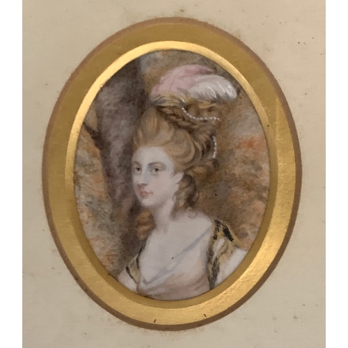 354 - A pair of miniatures on porcelain after Joshua Reynolds, 'Miss Emma Hart, Afterwards Lady Hamilton, ... 